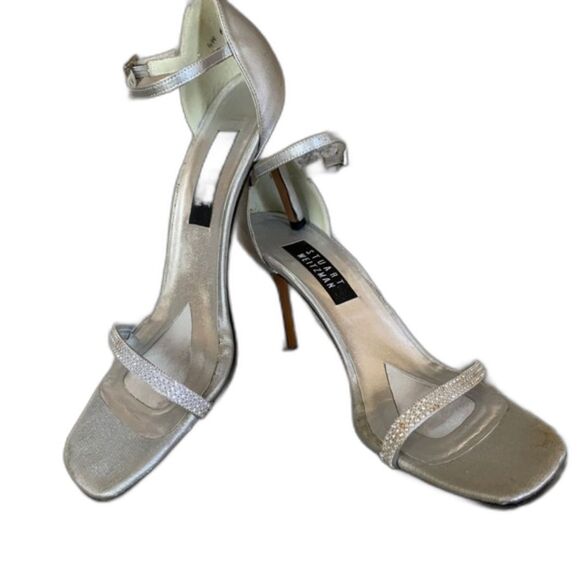 Stuart Weizmann Silver Crystal Strappy High Heeled Sandals Size 9.5AA - Picture 1 of 9